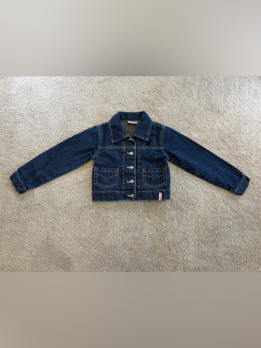 Topolino Kids Denim Jacket Size 116 Blue Jean Jacket Red Stitching EUC